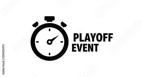 Playoff Event Timing Concept Featuring Stopwatch Illustration in Black and White Design