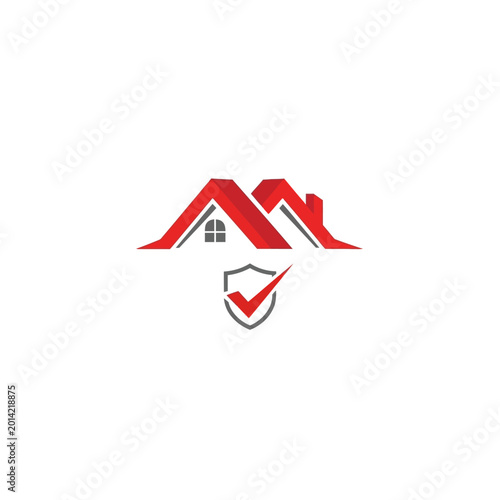 Red house roof with protective shield and check mark emblem Free Download Red house roof with protective shield and check mark emblem - GFXLoad