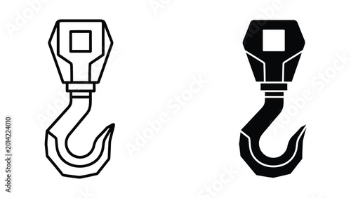 Foto Black and white hook and shackle vector illustration