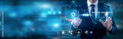 Tableau sur toile Agent pointing at Medical Insurance text