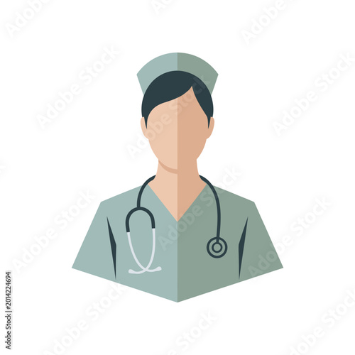 Nurse avatar icon  vector on White Background ,Vector Art Illustration on white background.