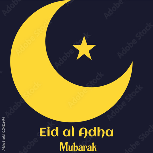 Photography Eid Wishes with Moon and Star on Blue Background