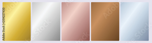 Bild auf Leinwand Set of five metallic sheen cards in rich gold polished silver warm rose copper b