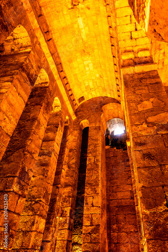 Cistern in Dara Ancient City in Mardin, Turkey. It is a massive 6th-century Byzantine underground water structure