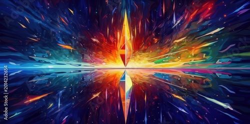 An arrow with lights flying up colorful
