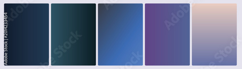 Foto Set of five luxe midnight gradient cards in navy slate teal indigo purple blue a
