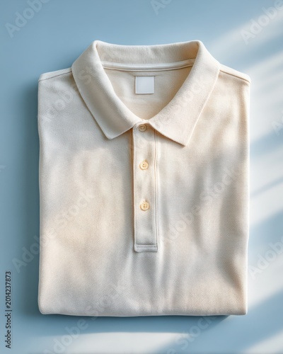 Classic Cream Polo Shirt Folded on Bright Background for Casual Wear