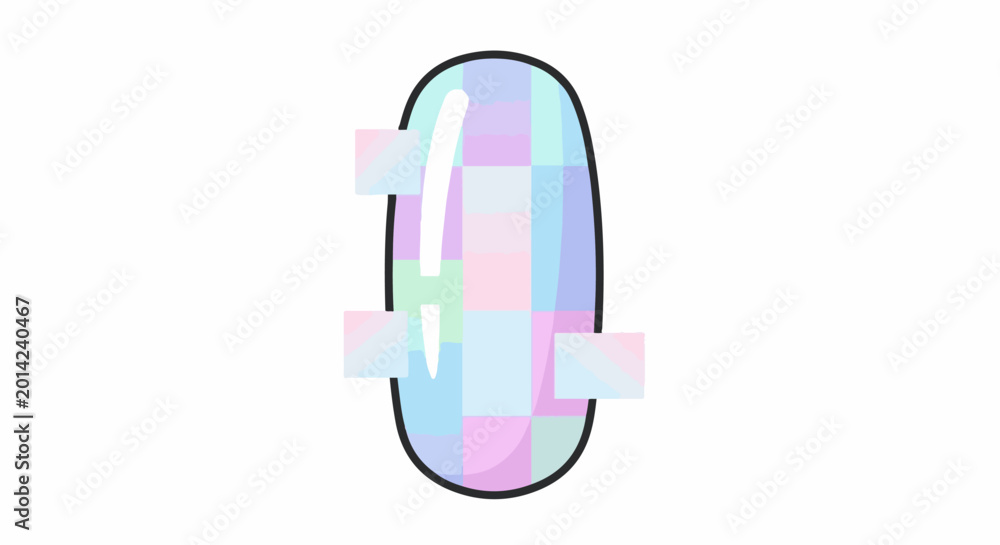 Fototapeta premium Oval shape with pastel colored blocks and glitch effects