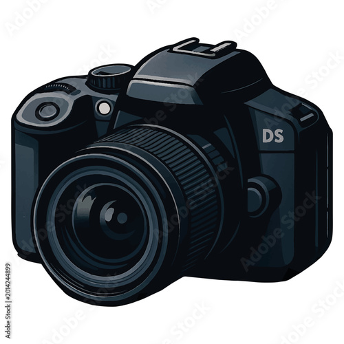 Cuadro en lienzo Digital slr camera, black silhouette digital camera