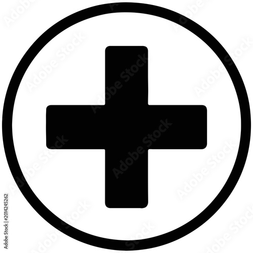 Obraz na płótnie Medical cross symbol, red cross emblem plus sign circle