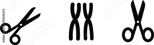 Canvas Print Chromosome genetics editing icon set with dna chromosomes and scissors isolated