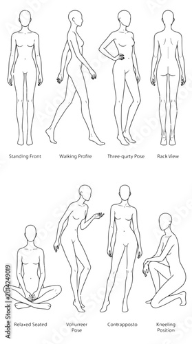 Fotografia Figure Drawing Set of Female Poses and Actions for Design and Art