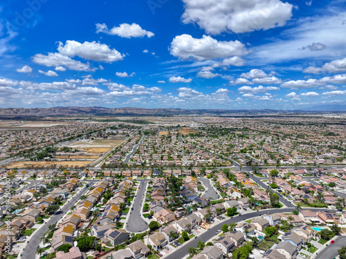 Tablou pe pânză Aerial view of the City of Eastvale, California