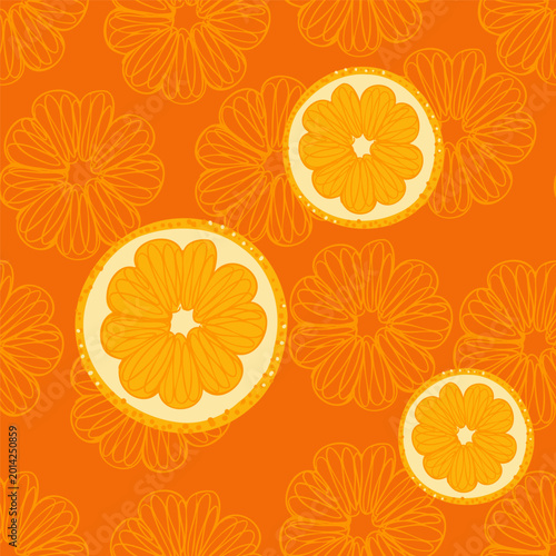Square seamless of round orange