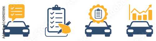 Foto Car maintenance list icon vector illustration, vehicle service checklist symbol,