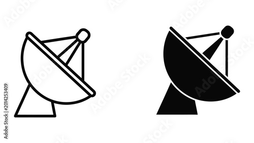 Bild auf Leinwand Satellite dish icons in white and black vector style