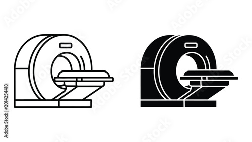 Medical mri machine with patient table illustration