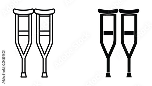 Foto Black and white crutches illustration with crossbars