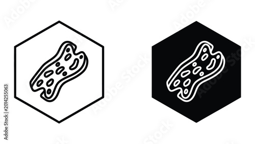 Bild auf Leinwand White outline icon of mitochondrion with internal structure