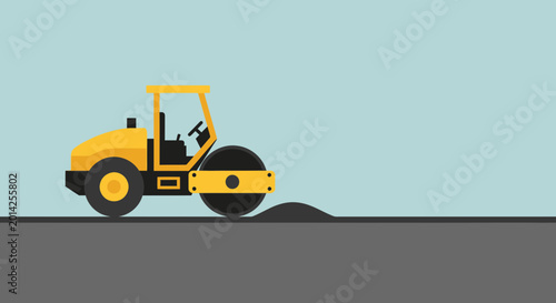 Quadro su tela Yellow Road Roller Construction Machine.