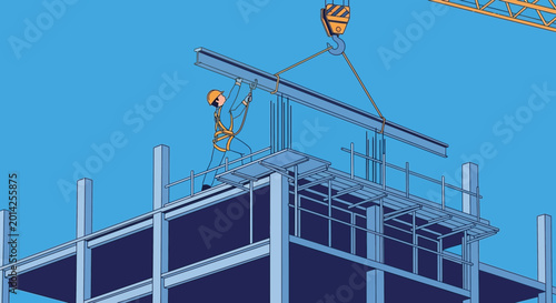 Εκτύπωση καμβά Construction worker on scaffolding site.