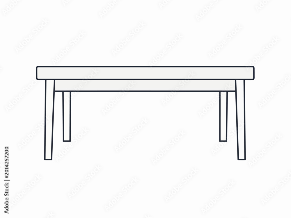 Fototapeta premium Simple line drawing of a rectangular table with four legs