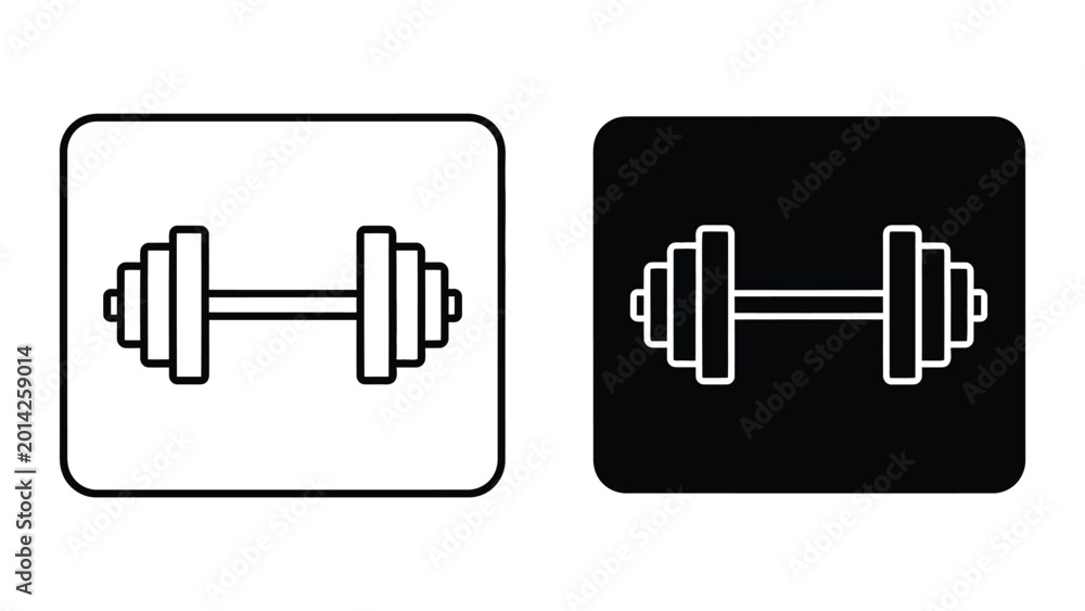 Naklejka premium Dumbbell icon with contrasting background variations
