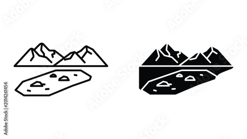 Foto Mountain and land iceberg illustration with water level comparison