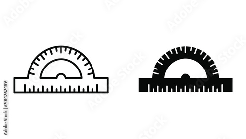 Foto Black and white protractor and ruler set illustration