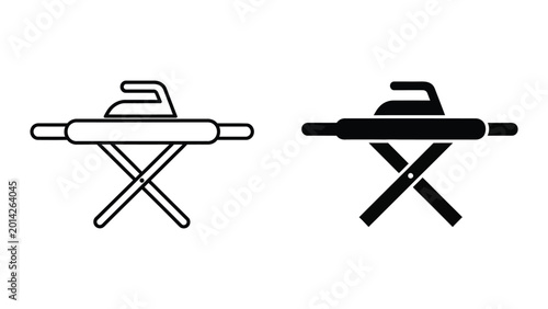 Photos Collapsible ironing board open and closed vector icons