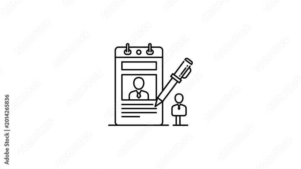 Naklejka premium Person signing newspaper with id photo