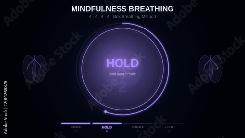 Mindfulness Breathing Exercise Animation Box Breathing Calm 4K Loop