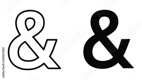 Bild auf Leinwand Black and white ampersand logo symbols side by side