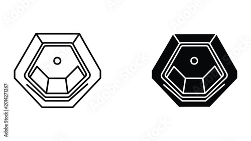 Tableau sur toile Hexagonal nut and bolt icon set with shadow effect