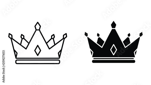 Tableau sur toile Two stylish crown icons in black and white vector design
