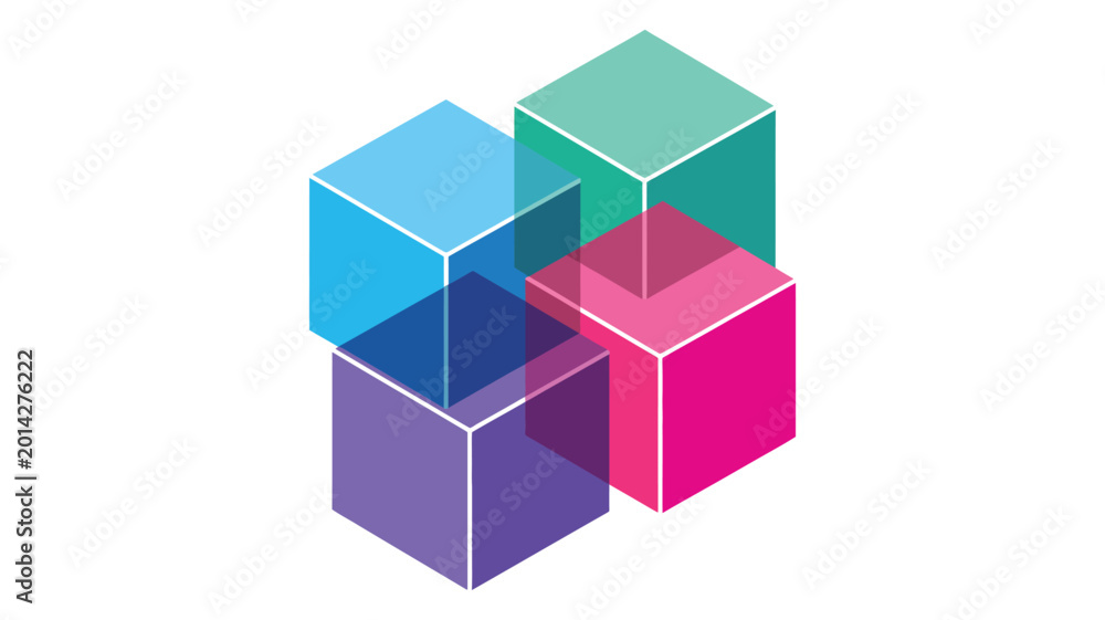 Obraz premium Isometric cube triangle logo, with play button concept modern corporate geometric icon