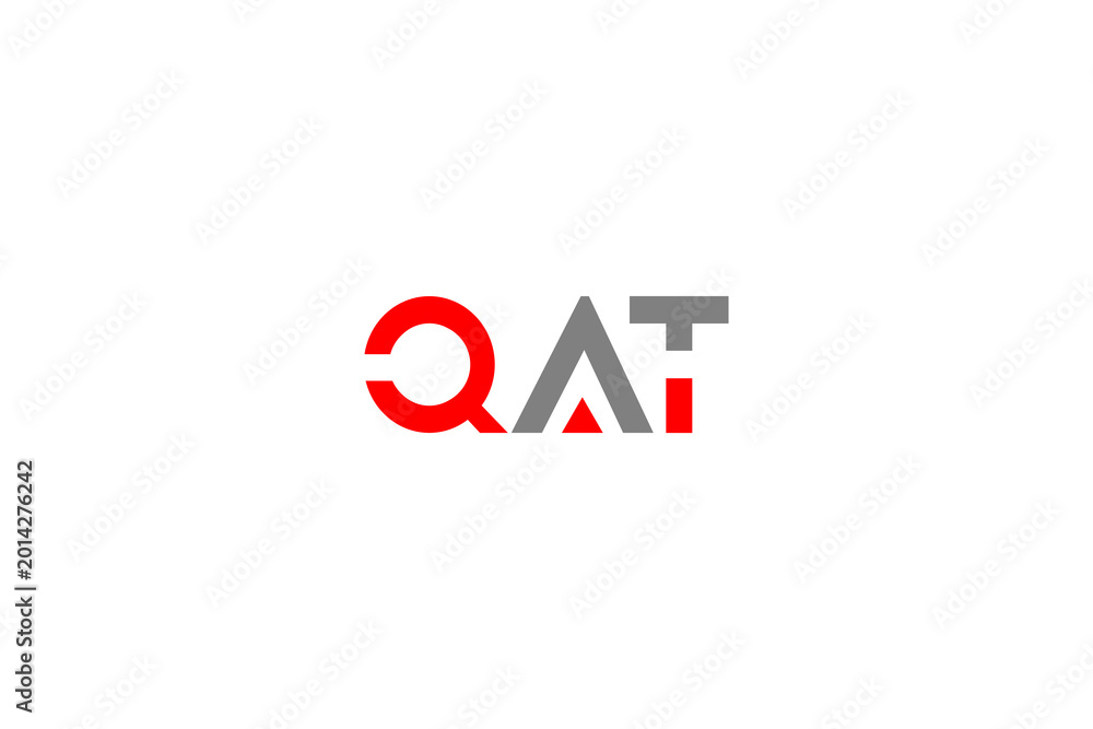 Obraz premium QAT Letter Initial Logo - Modern Red and Grey Minimalist Typography for Quality Assurance Branding