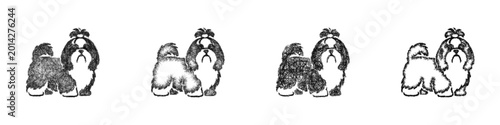 Canvastavla Sketch shih tzu icon design set