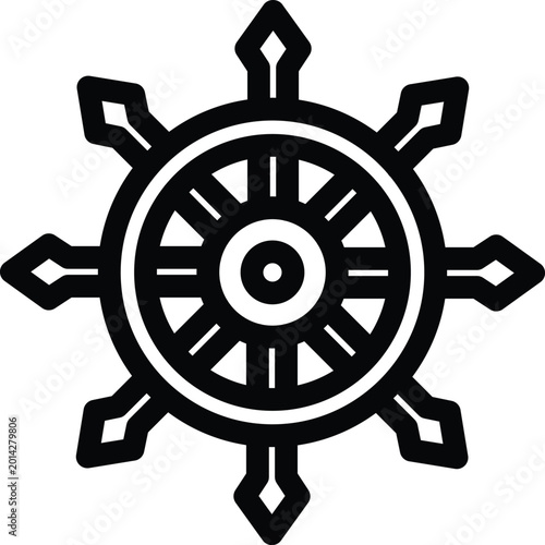 Canvas Print Ship wheel outline icon representing guidance and destiny a symbolic graphic con