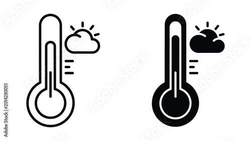 Foto Thermometer icons showing sunny and rainy weather conditions