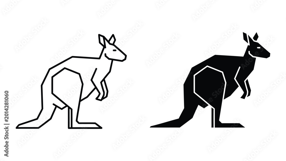 Fototapeta premium Two kangaroo silhouettes standing side by side