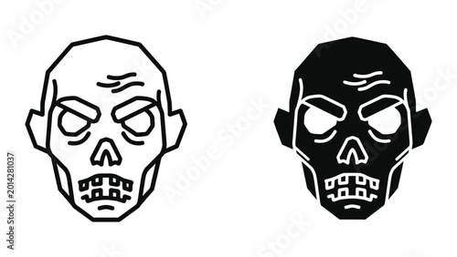 Obraz na płótnie Zombie skull heads with missing teeth illustration