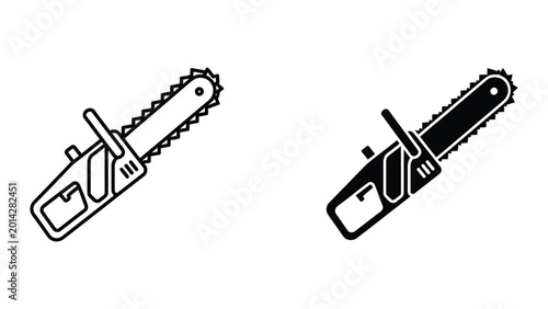 Quadro su tela Chain saws icon set in black and white vector style