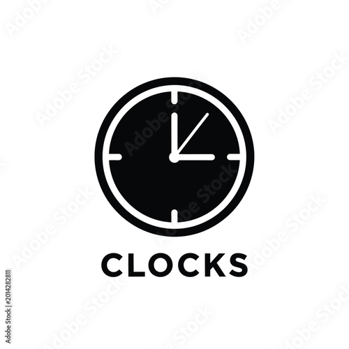 Foto black clock icon on a white background a simple timekeeping symbol with hour and