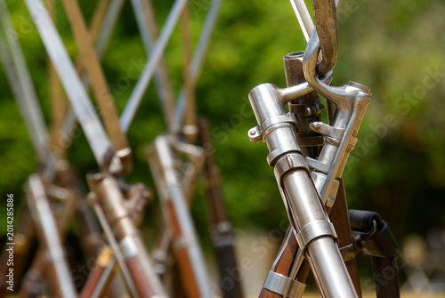 Cuadro en lienzo Rifles with bayonets, Civil War Re-enactment, Willamette Mission State Park, Ore