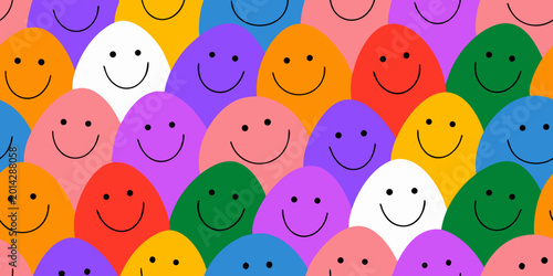 Bild auf Leinwand pattern of colorful smiling faces vibrant illustration