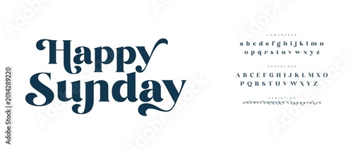 Happy sunday decorative text with alphabet