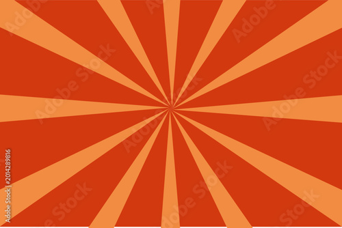 Retro Orange Sunburst Background with Radial Rays and Comic Pop Art Style