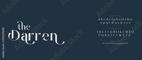 Elegant serif darren font display with alphabet samples