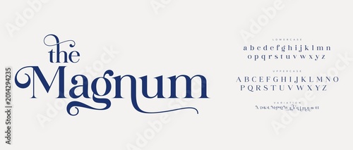 Foto Elegant magnum display font with alphabet characters